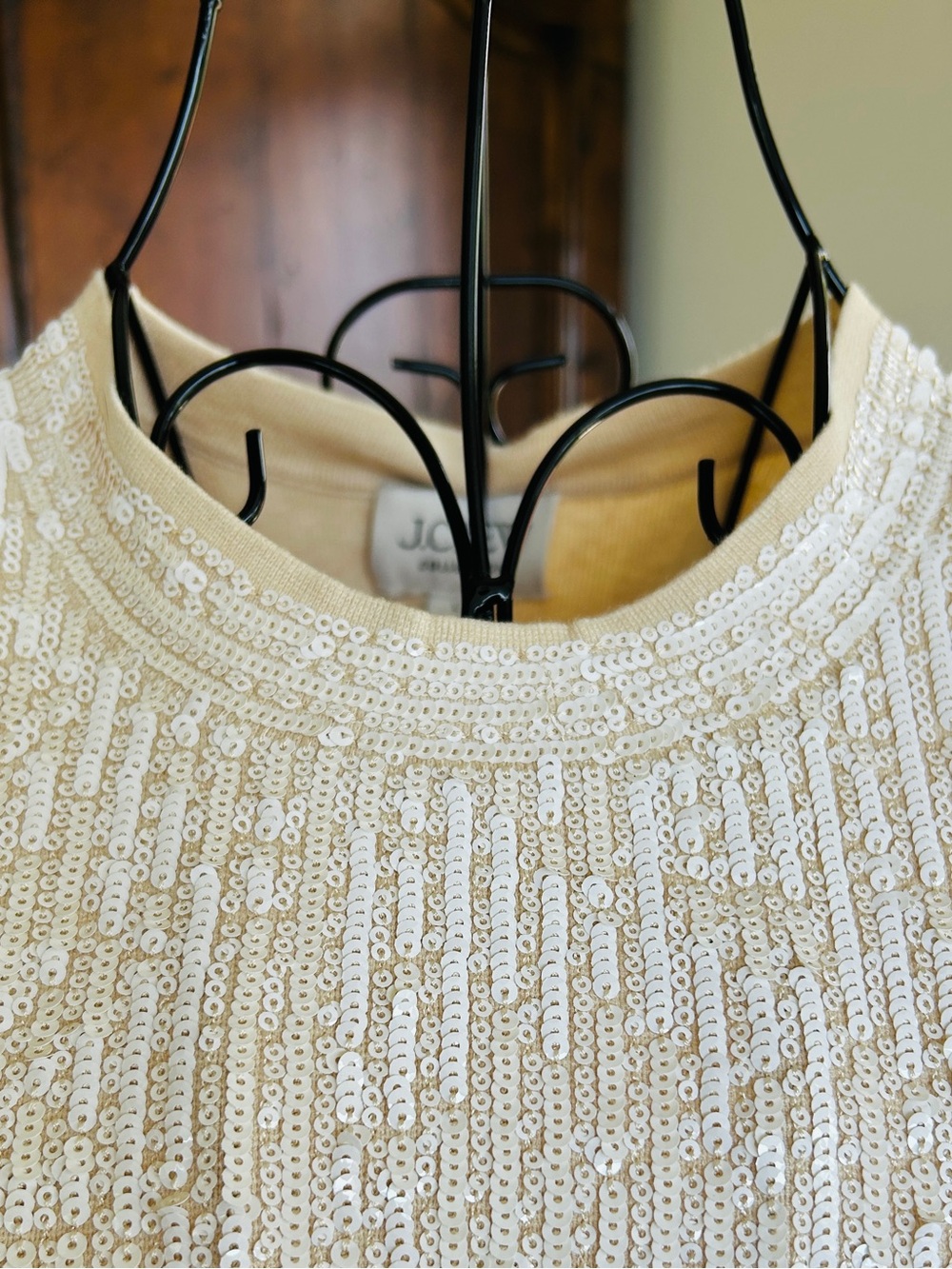 J. Crew Collection Sequin Halter Sweater Tank in Cream NWT Large - Picture 3 of 9